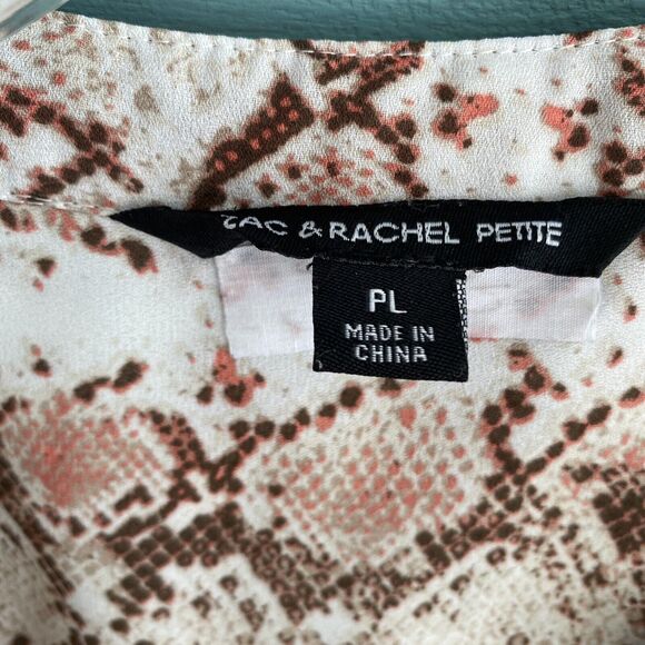 Zac & Rachel Shirt Blouse ~ Sz PL ~ Pink & Brown ~ Long Sleeve - Picture 2 of 3